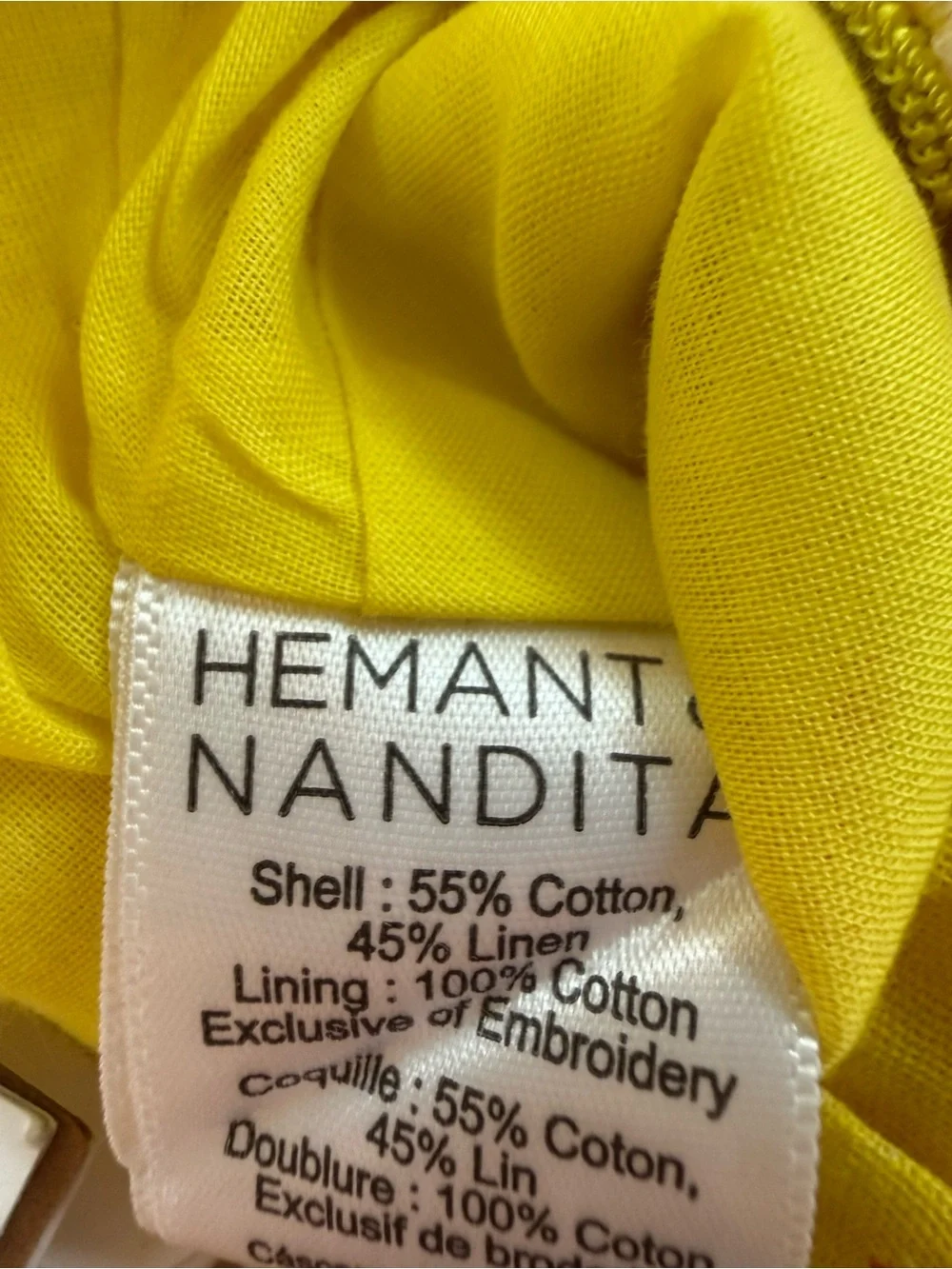 Hemant & Nandita Auril Floral Ruffle Crop Top NWT XXS Yellow Linen Retrofete